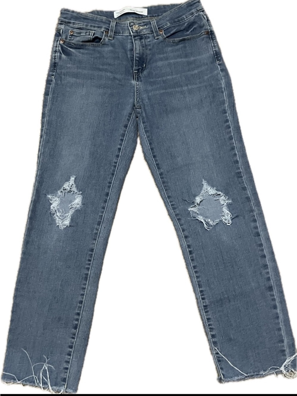 Levi Strauss Signature Mid Rise Boyfriend Jeans Women’s 6 W28 Distressed Raw Hem